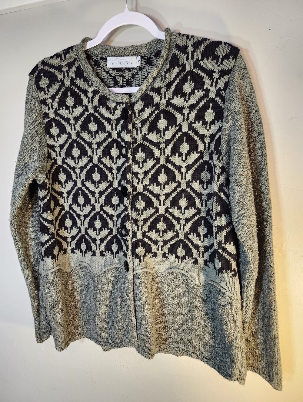 Willow Black and Cream Geometric Knit Cardigan